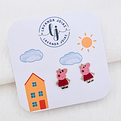 Brinco Peppa Pig em banho Ouro 18k