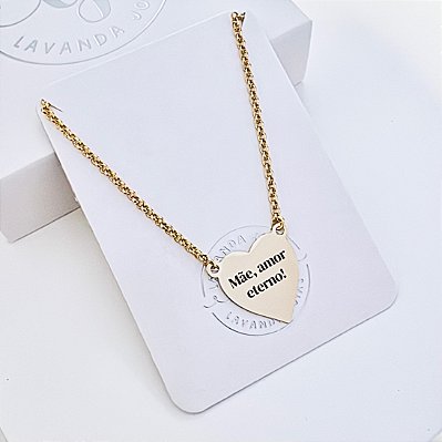 Colar Coração Mãe banho Ouro 18k
