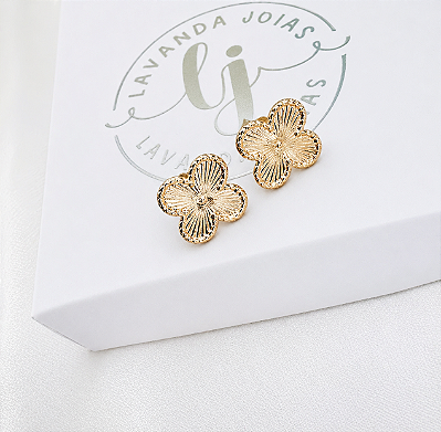 Brinco Trevo da Sorte banho Ouro 18k