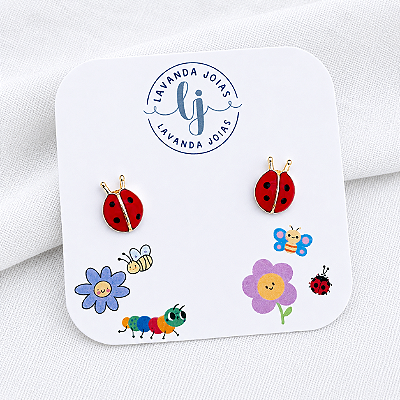Brinco Joaninha banho Ouro 18k