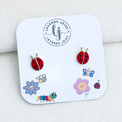 Brinco Joaninha banho Ouro 18k