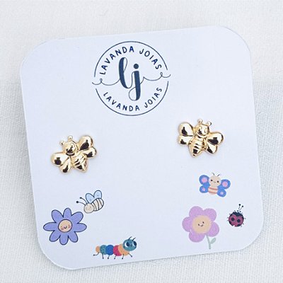 Brinco Baby Abelhinha banho Ouro 18k