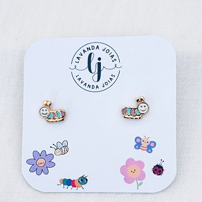 Brinco Baby Centopeia banho Ouro 18k
