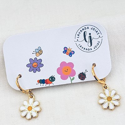 Brinco Argolinha Margarida em banho Ouro 18k
