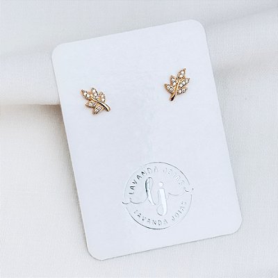 Brinco Ramo Folhas banho ouro 18k