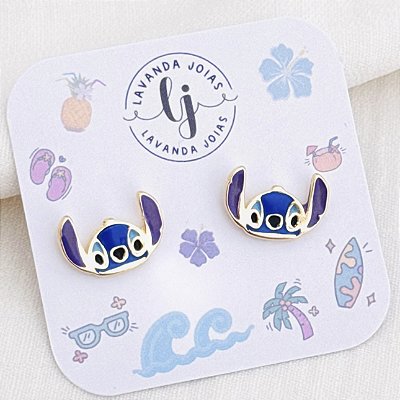 Brinco Stitch em banho Ouro 18k