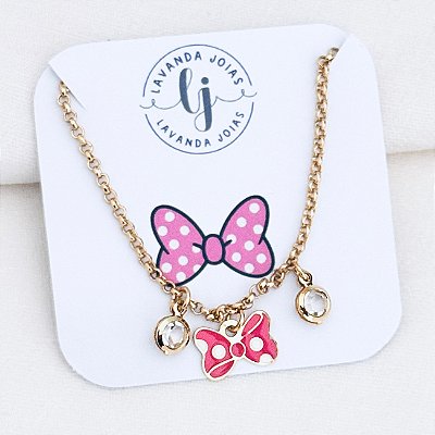 Pulseira Laço Rosa em banho Ouro 18k