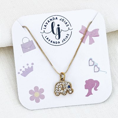 Colar Elefante em banho Ouro 18k