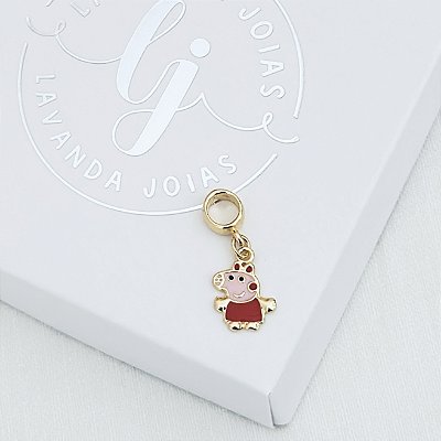 Berloque Peppa Pig em banho Ouro 18k