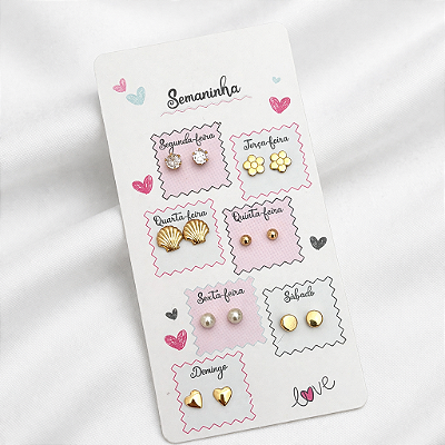 Kit de Brincos Semaninha banho Ouro 18k
