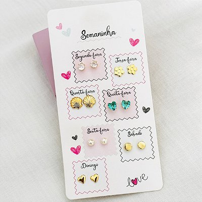 Kit de Brincos Semaninha banho Ouro 18k