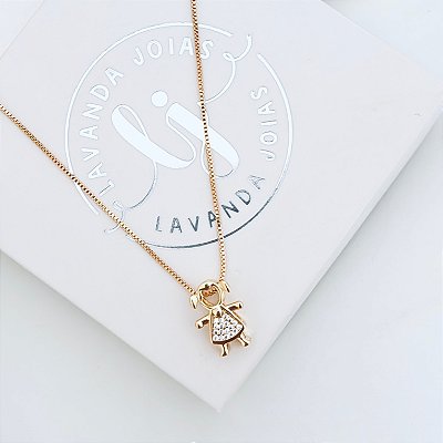 Colar Filha Cristal banho Ouro 18k