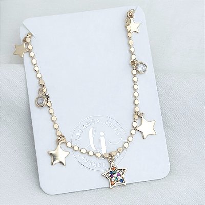 Colar Estrelas em banho Ouro 18k