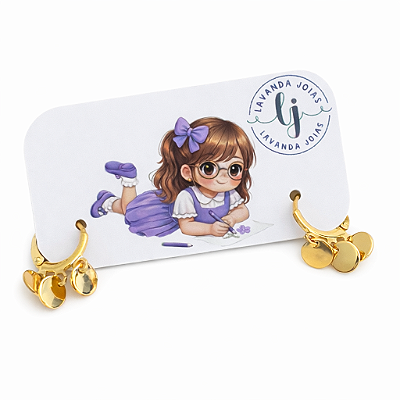 Brinco Argolinha Medalhas banho Ouro 18k