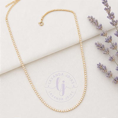 Colar Riveira Cristal banho Ouro 18k