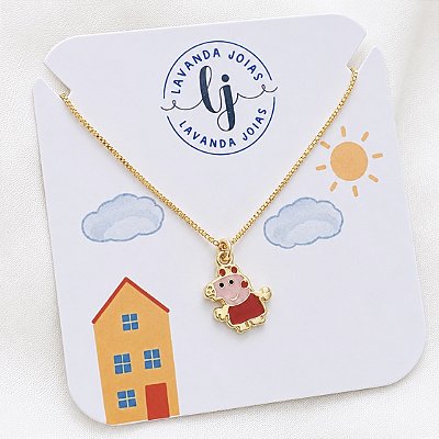 Colar Peppa banho Ouro 18k