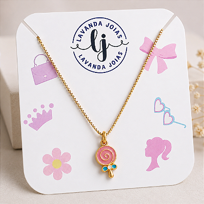 Colar Boneca Pirulito em banho Ouro 18k