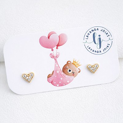 Brinco Coração Baby banho Ouro 18k