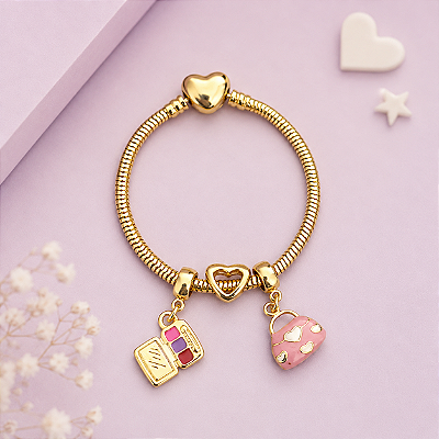 Pulseira Berloques Boneca banho Ouro 18k