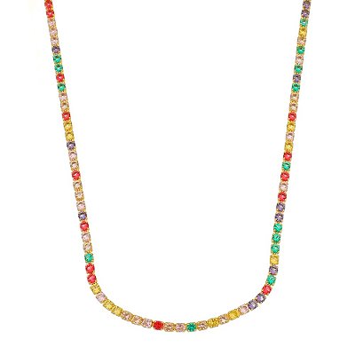 Colar Riviera Rainbow banho Ouro 18k