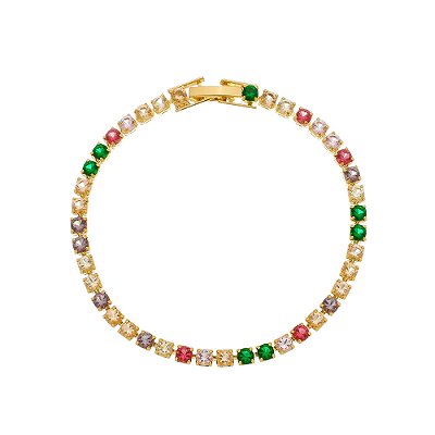Pulseira Riviera Candy Colors banho Ouro 18k