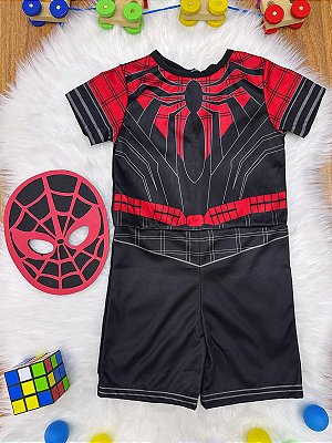 Fantasia Infantil Temática do Homem Aranha C/ Máscara