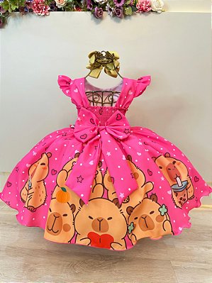 Vestido Infantil Capivara Milk Shake Festas Aniversários