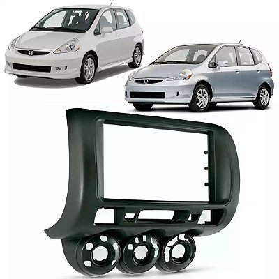 Moldura Painel 2 Din Honda Fit 2004-2008 Grafite Multimídia Padrão Chinês Japonês