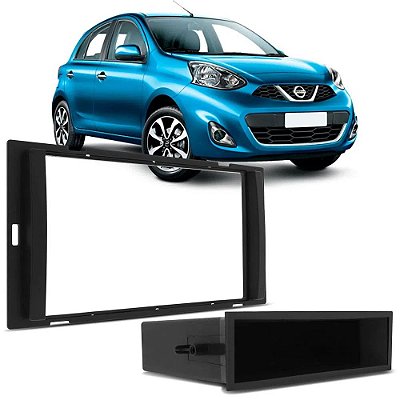 Moldura Painel Nissan March Versa Sentra 2014 2015 2016 2017 2018 2019 2020 2 Din Black Piano Padrão Japonês Chinês