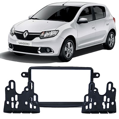 Moldura Painel Kwid Captur 2017 A 2021 Duster Oroch 2012 A 2016 Sandero Logan 2012 A 2021 2 Din Preto Padrão Chinês