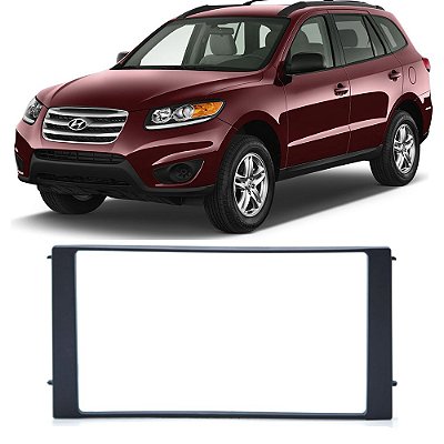 Moldura Painel Hyundai Santa Fé 2007 A 2012 2 Din Preto Com Suporte Multimidia Dvd Padrão Japonês