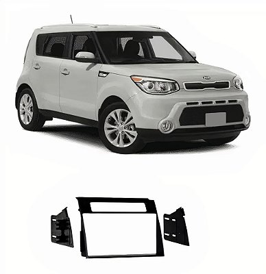 Moldura Painel 1 e 2 Kia Din Soul 2012 2013 2014 Preto Multimidia Dvd Padrão Japonês