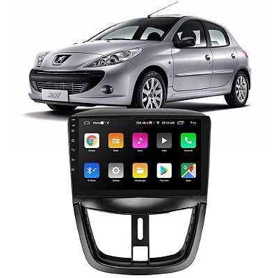 Kit Multimídia Android Peugeot 207 2009 A 2014  9" Tv Online GPS Bluetooth WiFi USB Rádio FM
