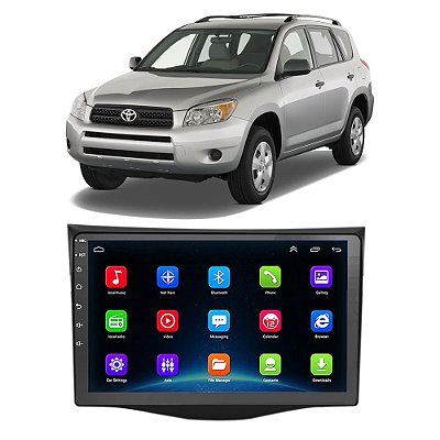 Kit Multimídia Android Toyota Rav4 2006 A 2012  9" Tv Online GPS Bluetooth WiFi USB Rádio FM