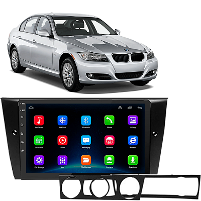 Kit Central Multimídia Android Bmw Serie 3 2005-2012 9 Pol Tv Online GPS Bluetooth WiFi USB Rádio FM