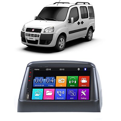 Kit Multimídia Mp5 Doblo 2000 A 2018 7” Android e IOS USB SD Bluetooth Auxiliar Rádio FM