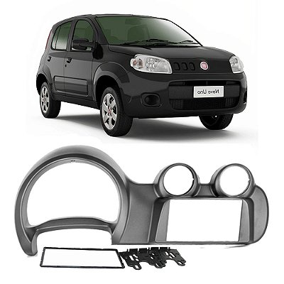 Moldura Painel DVD MP5 2 din Fiat Uno Vivace 2011 2012 2013 2014 2015 7 Polegadas