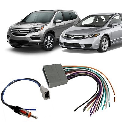 Kit Conector Chicotes Radio Antena Ligacao Plug And Play Honda Civic C-RV