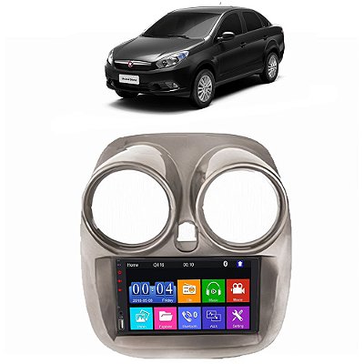 Kit Multimídia Mp5 Palio Grand Siena 2012-2019 7” Android e IOS USB SD Bluetooth Auxiliar Rádio FM
