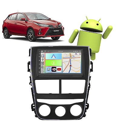 Kit Multimídia Yaris (2018-2024) 7" Polegadas 2-32Gb GPS TV Android-Auto CarPlay Comando de voz Google Siri
