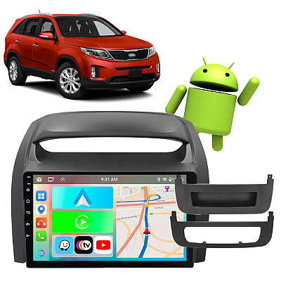 Kit Multimídia Kia Sorento 2013-2015 9” Carplay Android Auto GPS Integrado TV Online Assistente de Voz (Google/Siri)