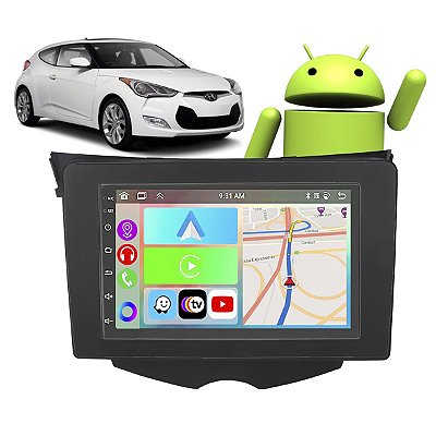 Kit Multimídia Hyundai Veloster 2011-2016 7" Polegadas 2-32Gb GPS TV Android-Auto CarPlay Comando de voz Google Siri