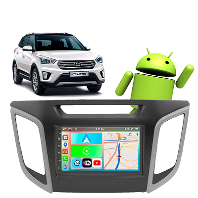 Kit Multimídia Hyundai Creta (2016-2021) 7" Polegadas 2-32Gb GPS TV Android-Auto CarPlay Comando de voz Google Siri