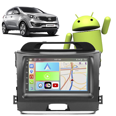 Kit Multimídia Kia Sportage (2011-2016) 7" Polegadas 2-32Gb GPS TV Android-Auto CarPlay Comando de voz Google Siri
