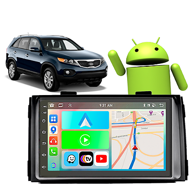 Kit Multimídia Kia Sorento (2010-2012) 7" Polegadas 2-32Gb GPS TV Android-Auto CarPlay Comando de voz Google Siri