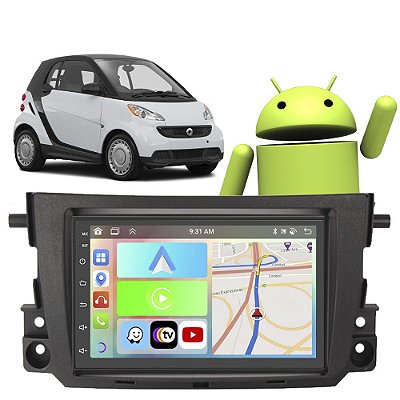 Kit Multimídia Smart Fortwo (2013-2016) 7" Polegadas 2-32Gb GPS TV Android-Auto CarPlay Comando de voz Google Siri