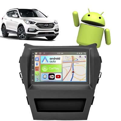 Kit Multimídia Santa Fé (2016-2020) 7" Polegadas 2-32Gb GPS TV Android-Auto CarPlay Comando de voz Google Siri