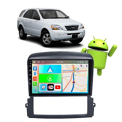 Kit Multimídia Kia Sorento 2007-2009 9” Carplay Android Auto GPS TV Online Google Siri + Câmera de Ré