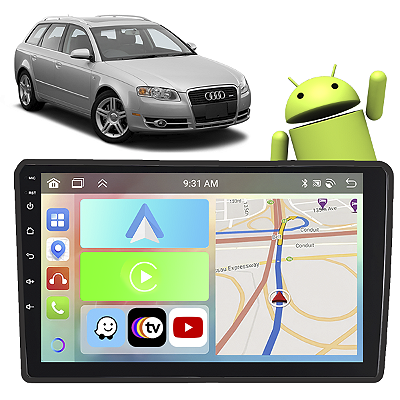 Kit Multimídia Carplay Android Auto 9” Audi A6 1997-2004 GPS TV Online Google Assistente Siri Câmera de Ré