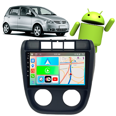 Kit Multimídia Carplay Android Auto 9” SpaceFox 2003-2009 GPS TV Online Google Assistente Siri + Câmera de Ré